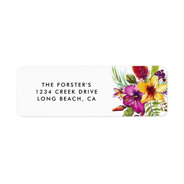Etiqueta Verano Tropical Beach Hawaii Floral (Frente)
