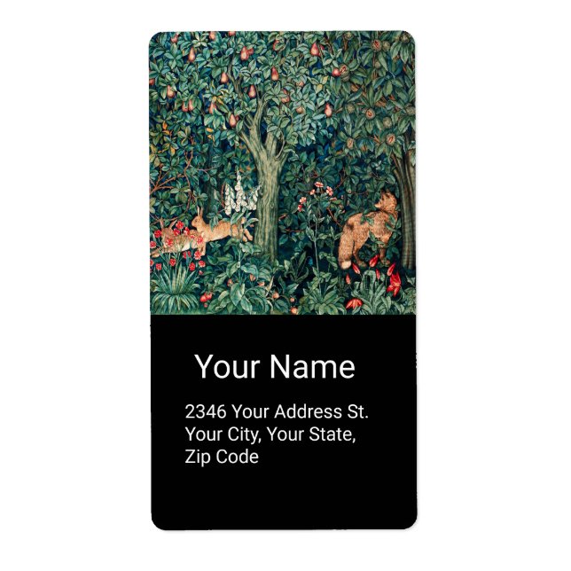 Etiqueta VERDAD, ANIMALES FORESTALES Hares, Fox, Floral Ver (Frente)