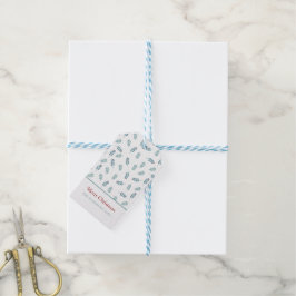 Etiqueta verde azulada de regalo de Navidad Mistle