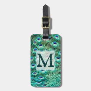 Etiqueta verde azulada del equipaje del monograma
