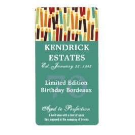 Etiqueta verde azulada del vino de cumpleaños (375