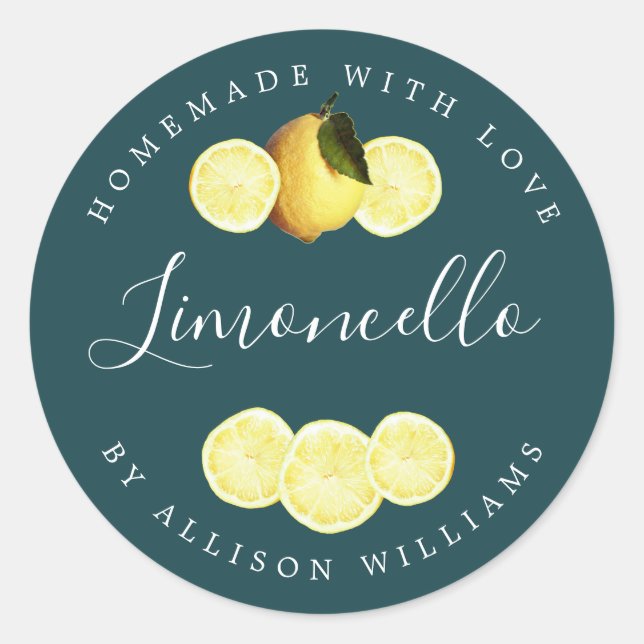 Etiqueta Verde azulada profunda de Limoncello case (Anverso)