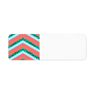 Etiqueta Verde azulado Chevron Naranja Shades Strips Imprim
