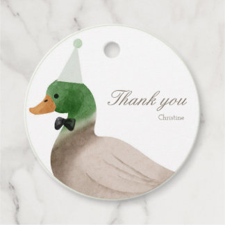Etiqueta Verde de favor redondo de pato mallard