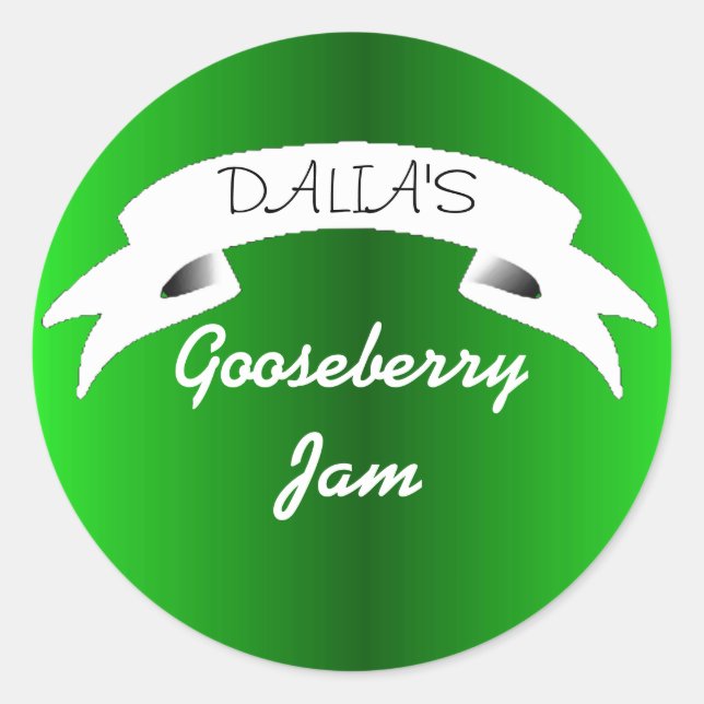 Etiqueta verde de mermelada de gooseberry (Anverso)