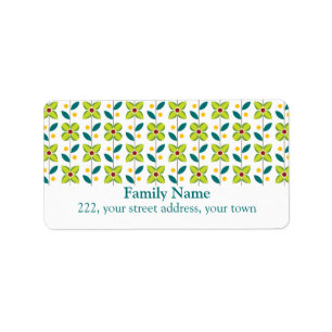 Etiqueta Verde doble 2 del estampado de plores