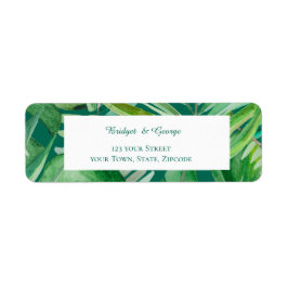 Etiqueta verde esmeralda dirección de retorno boda tropical