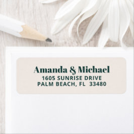 Etiqueta Verde esmeralda Minimalista moderno y beige crudo