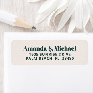 Etiqueta Verde esmeralda Minimalista moderno y beige crudo