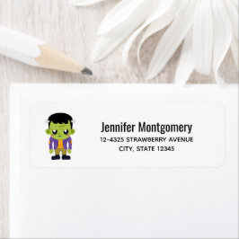 Etiqueta verde Frankenstein Monster Halloween