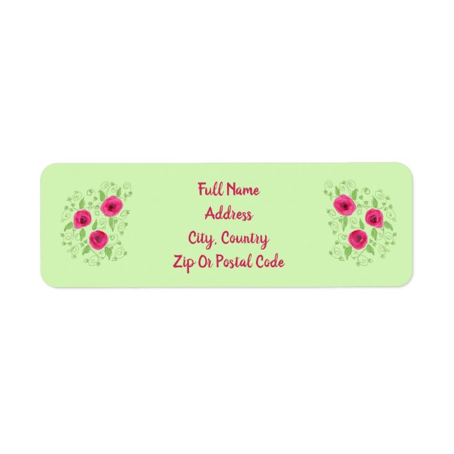 Etiqueta Verde pastel con flores (Frente)