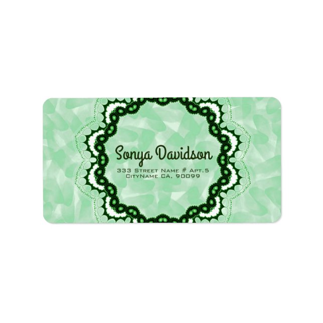 Etiqueta Verde Pastel Y Ornamento (Frente)