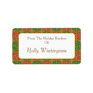 Etiqueta Verde rojo personalizado con pan holday
