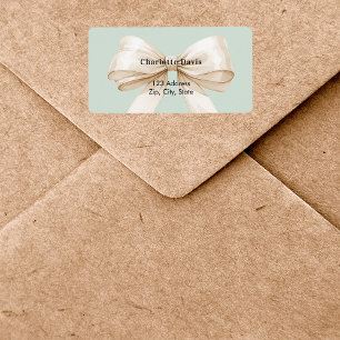 Etiqueta verde salvia beige crema lazo dirección de devoluc