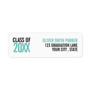 Etiqueta Verde teal negrita graduación personalizado AÑO