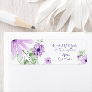 Etiqueta Verde violeta personalizado, flores acuáticas