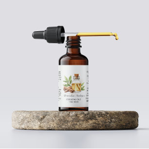 Etiqueta Verdor Cinnamon Aceites esenciales acuarela