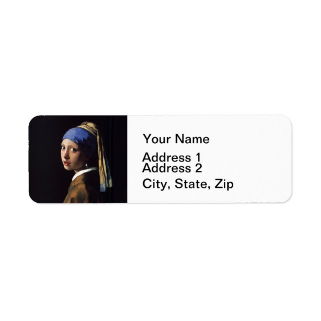 Etiqueta Vermeer Chica Pearl Earring Masterpiece Pintura (Frente)