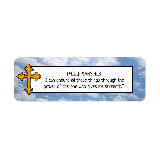 Etiqueta Versículo Bíblico Religioso y Nubes (Frente)