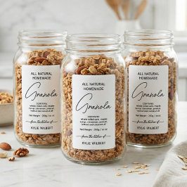 Etiqueta Vertical de Granola Casera con Letra Senc