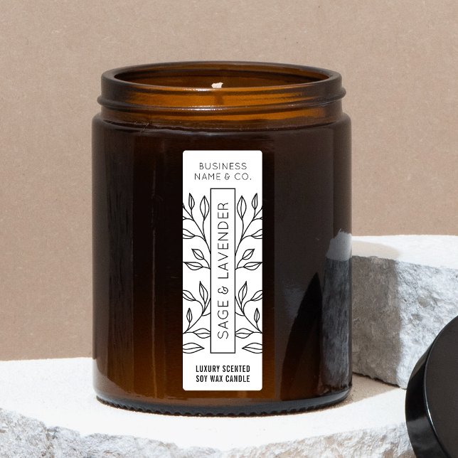 Etiqueta vertical delgada de la vara botánica míni (Minimalist modern floral thin candle vertical label)