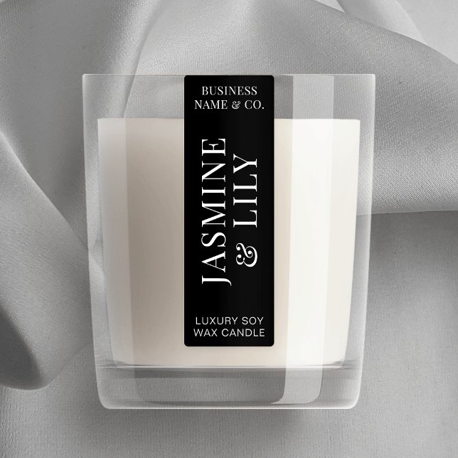 Etiqueta vertical delgada de la vara negra minimal (Black and white thin product jar labels )