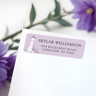 Etiqueta Vestido de Novia Blanco con Florales de Lavanda Re