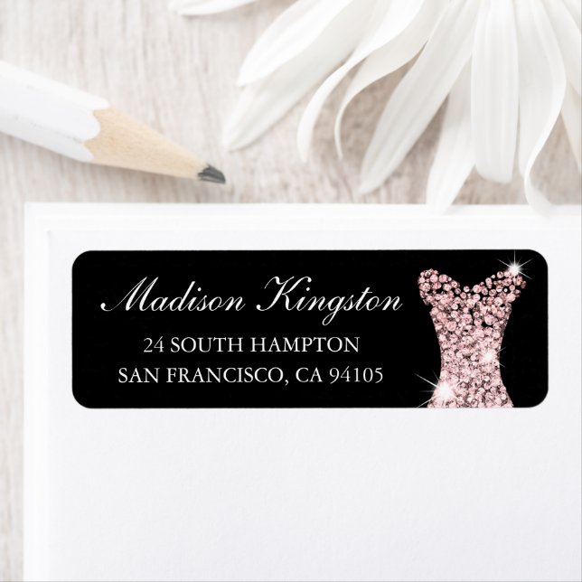 Etiqueta Vestido Rosa Dorado Rosa Negro Cumpleaños Fiesta N (In situ)