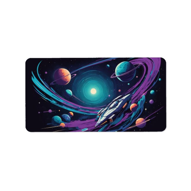 Etiqueta viaje cósmico (Frente)