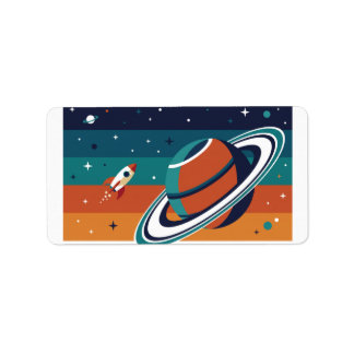 Etiqueta Viaje Espacial Retro