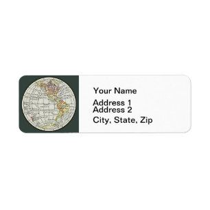 Etiqueta Viajes en globo del mapa del hemisferio occidental