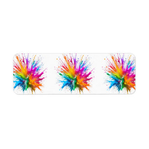 Etiqueta Vibrant Rainbow Paint Splatter Explosion