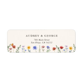 Etiqueta Vibrant Wildflowers Wedding Return Address