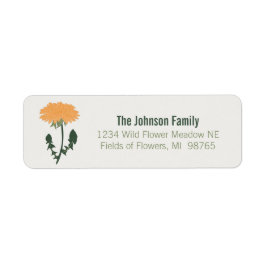 Etiqueta Vibrante Naranja verde Dandelion Flower Motif