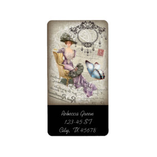 Etiqueta victorian lamentable del vintage de la lámpara de