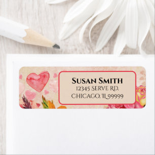 Etiqueta Victorian Steampunk Flowers Heart Return Address