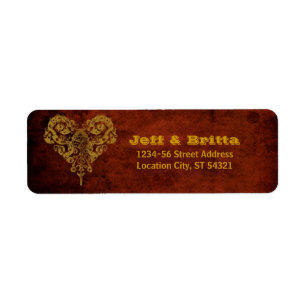 Etiqueta Victorian Steampunk Gears Heart Boda