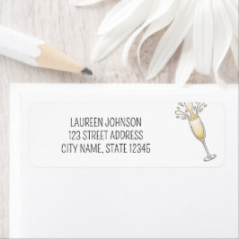 Etiqueta Vidrio de champagne de Año Nuevo