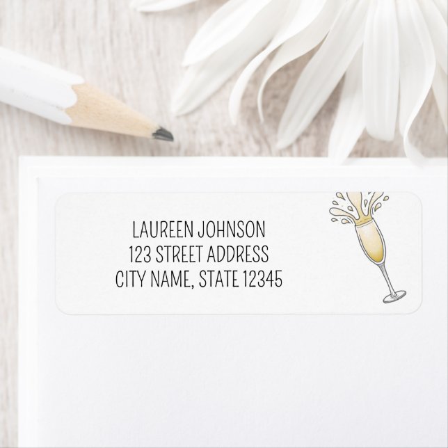 Etiqueta Vidrio de champagne de Año Nuevo (In situ)