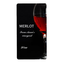 Etiqueta Vidrio rojo y botella