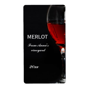 Etiqueta Vidrio rojo y botella