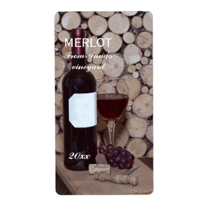 Etiqueta Vidrio rojo y botella