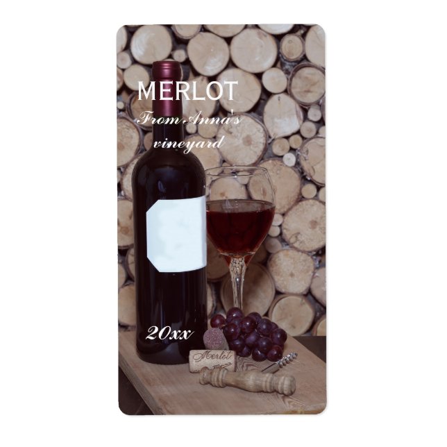 Etiqueta Vidrio rojo y botella (Frente)
