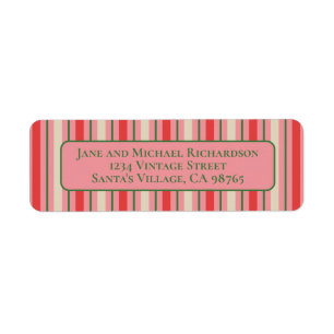 Etiqueta Viejos Navidades de moda Stripe Vintage Pink Green