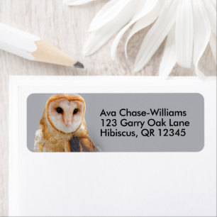 Etiqueta Vignetted Serene Barn Owl