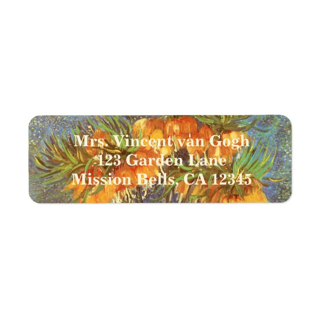 Etiqueta Vincent van Gogh - Fritillaries en una vesícula de (Frente)