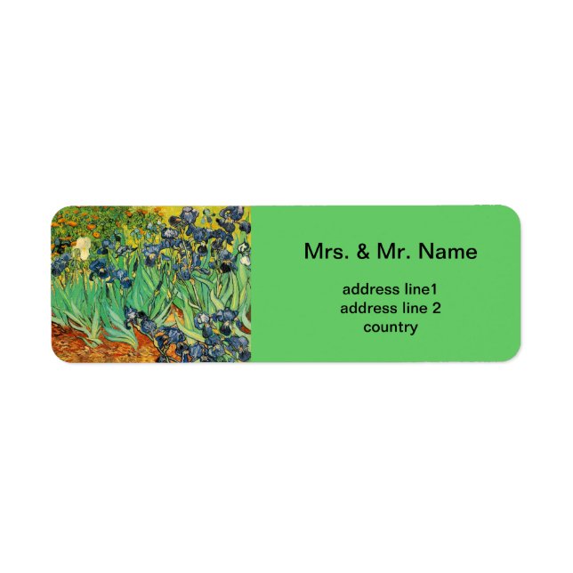 Etiqueta Vincent van Gogh, Irises (Frente)