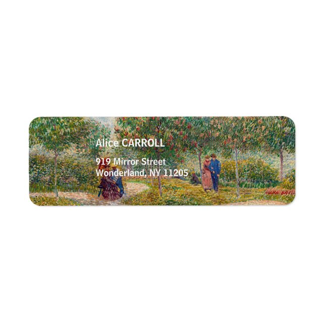 Etiqueta Vincent van Gogh - Jardín en Montmarte con amantes (Frente)