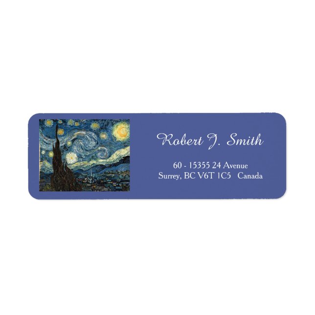 Etiqueta Vincent van Gogh, Noche estrellada (Frente)