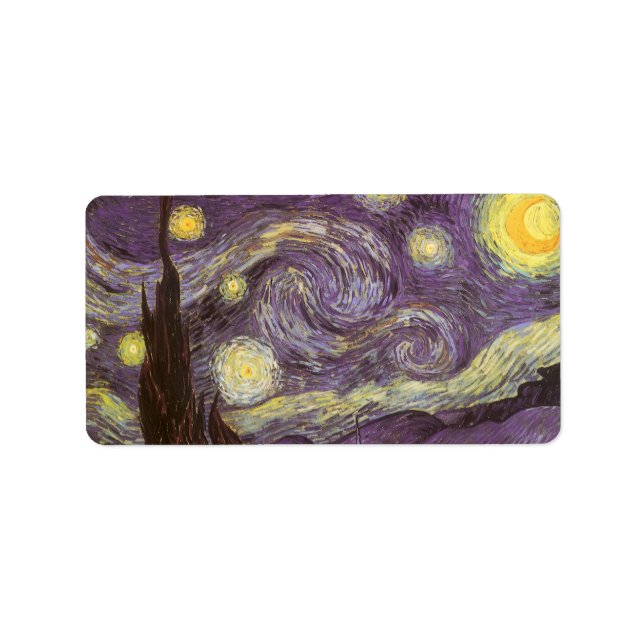 Etiqueta Vincent van Gogh - Noche Starry (Frente)